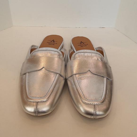 AQUATALIA Jayleen silver metallic slip on mules - Picture 9 of 10